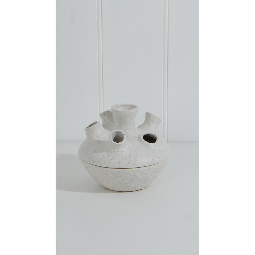 Maine & Crawford Adonia 6-Stem Ceramic 18.5x6cm Flower Vase - White
