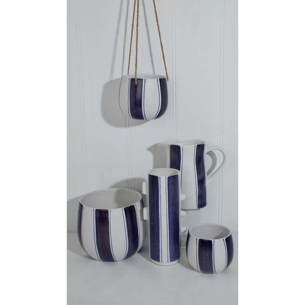 Maine & Crawford Arsenio 15.5cm Ceramic Hanging Pot Planter - Blue/White