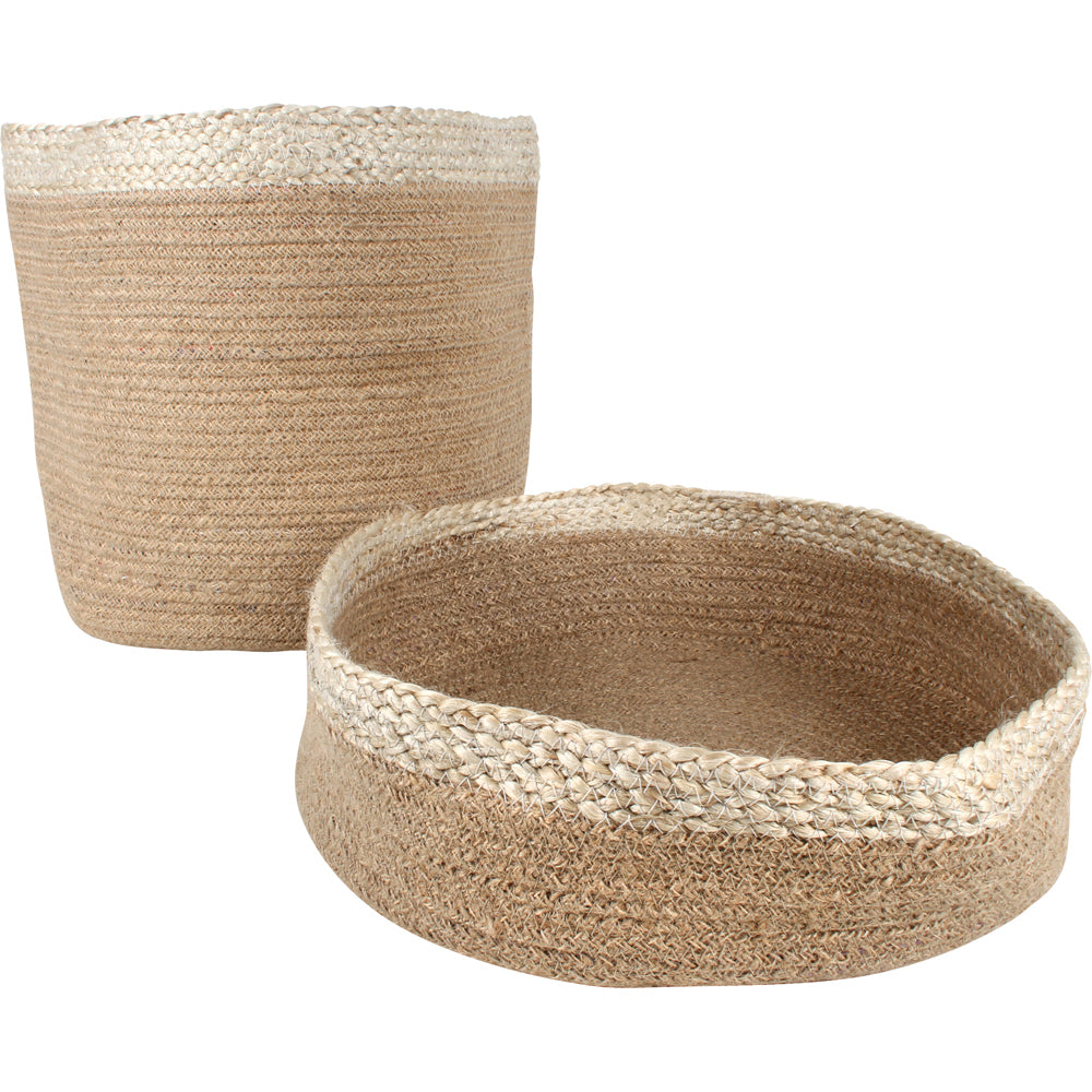 2pc Maine & Crawford Douglas Jute Round Basket Set - Natural