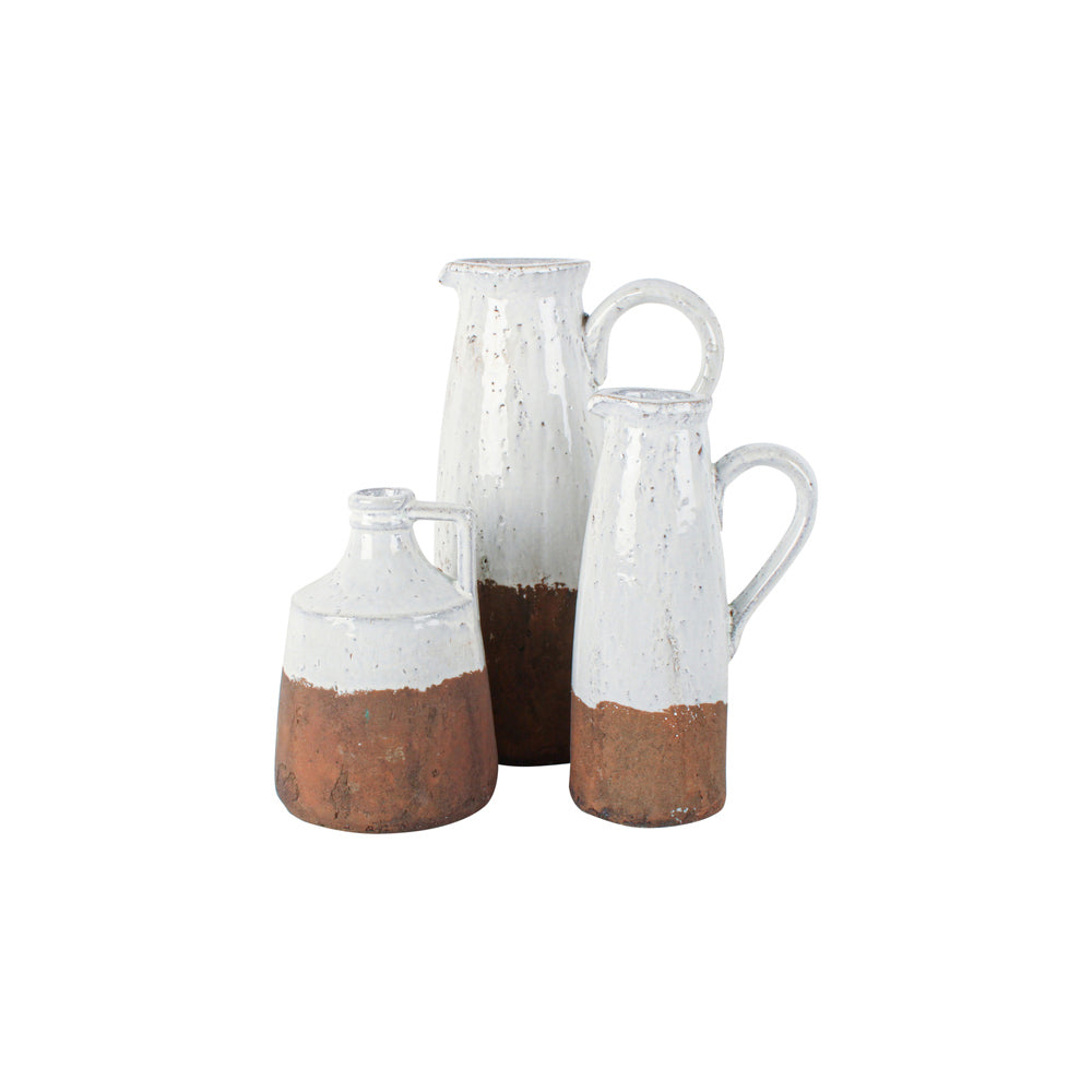 Maine & Crawford Zafer 28x17cm Terracotta Jug Vase - Natural/White