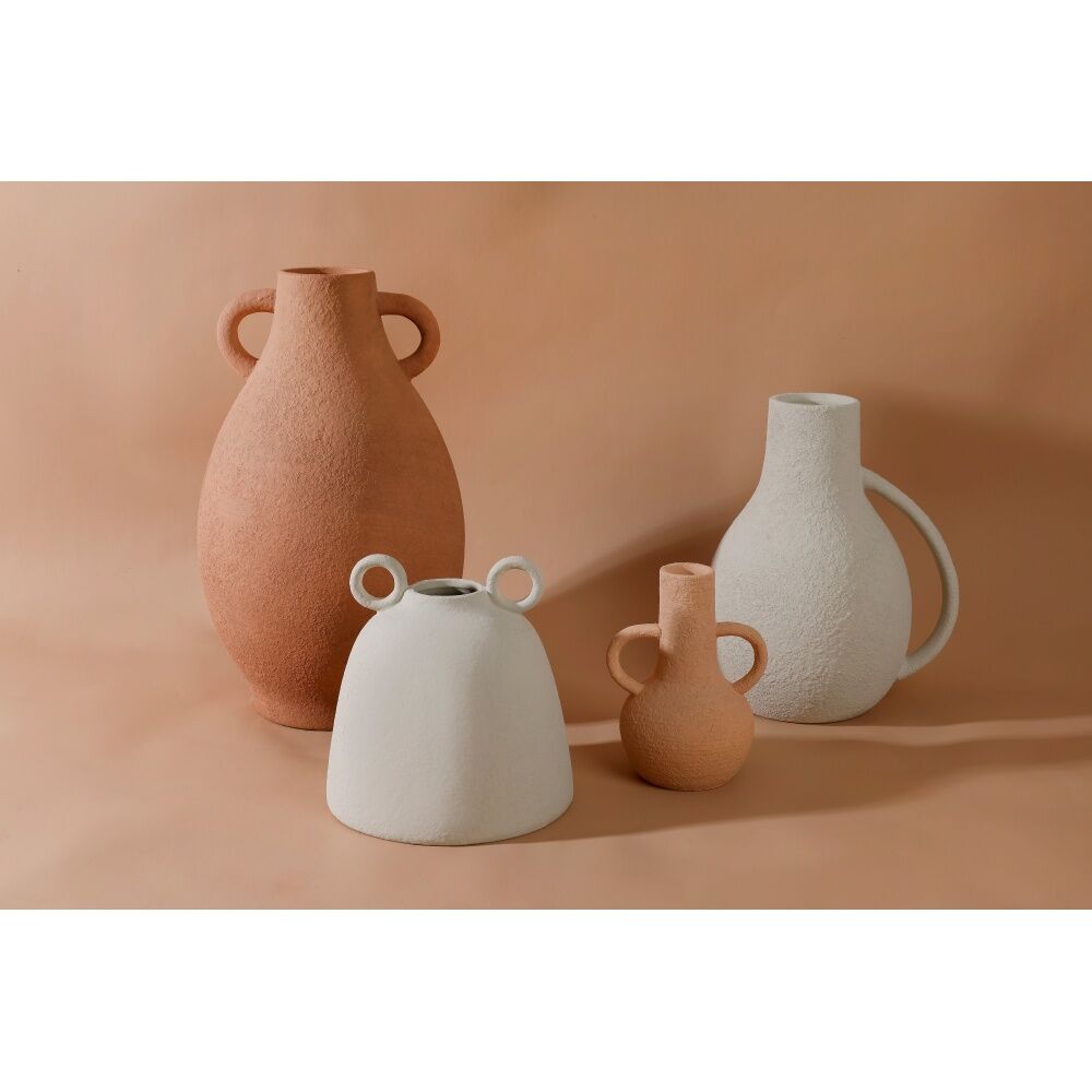 Maine & Crawford Paola 17.5cm Ceramic Textured Vase - Grey White