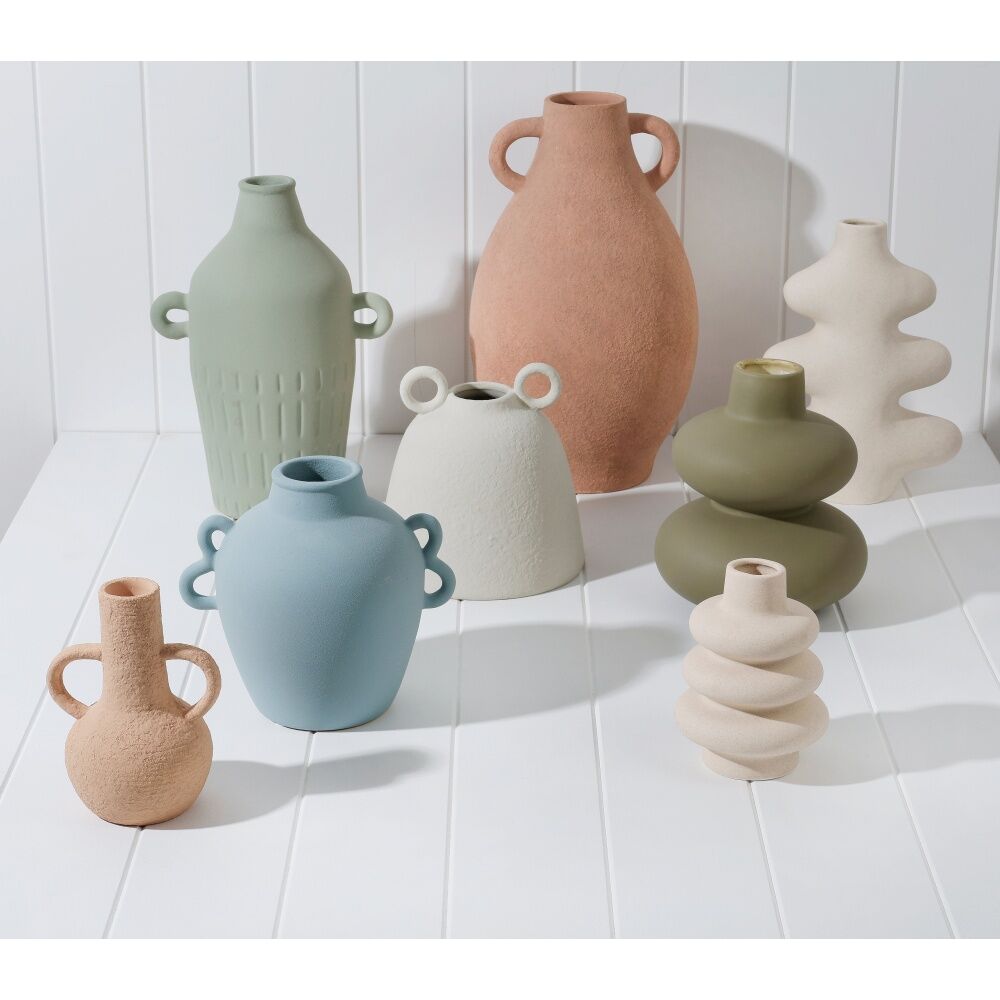 Maine & Crawford Paola 34.5cm Ceramic Textured Vase - Beige
