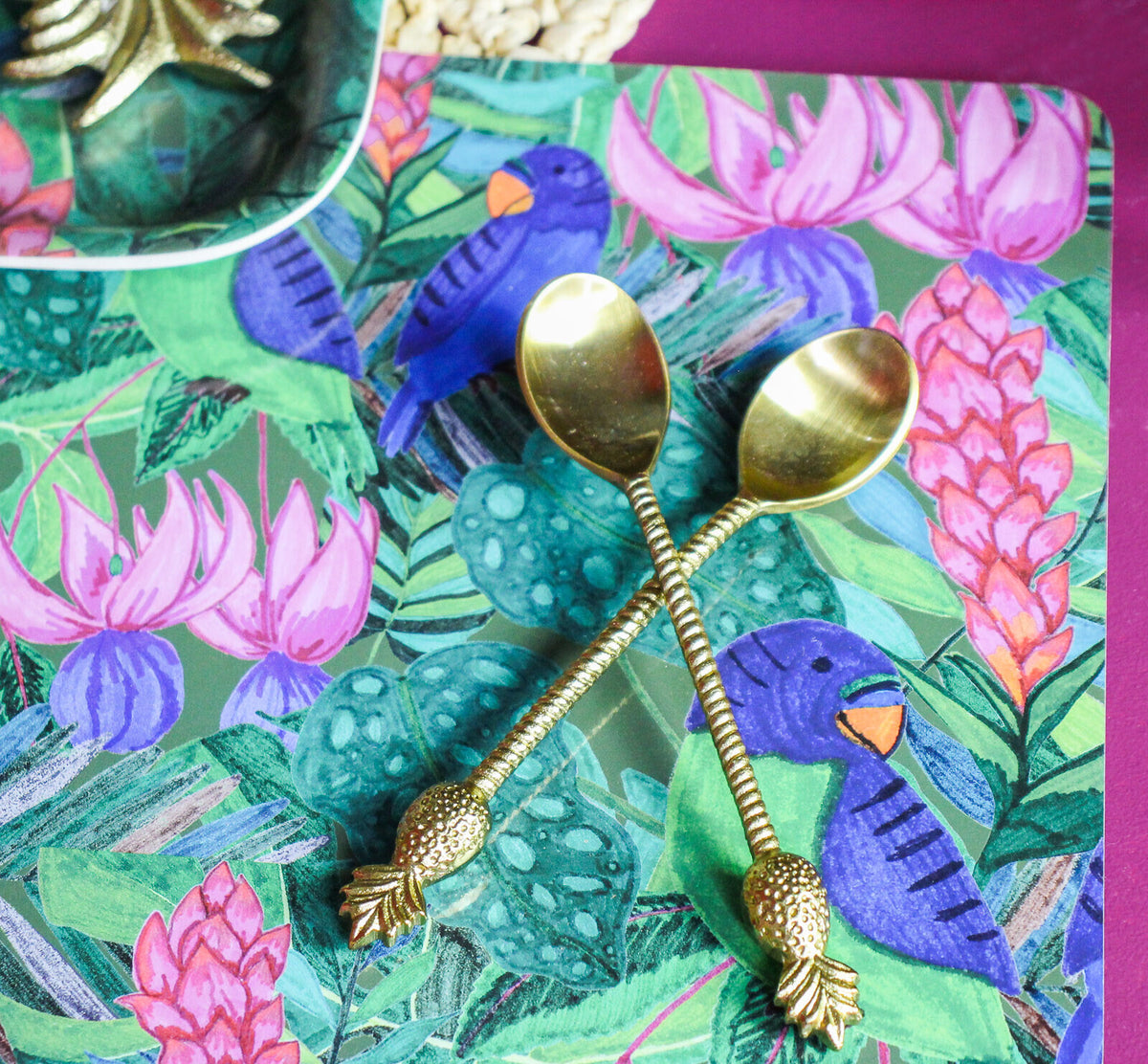 4pc LVD S/Steel/Brass Spoons Pineapple Handle 14.5x3cm - Gold