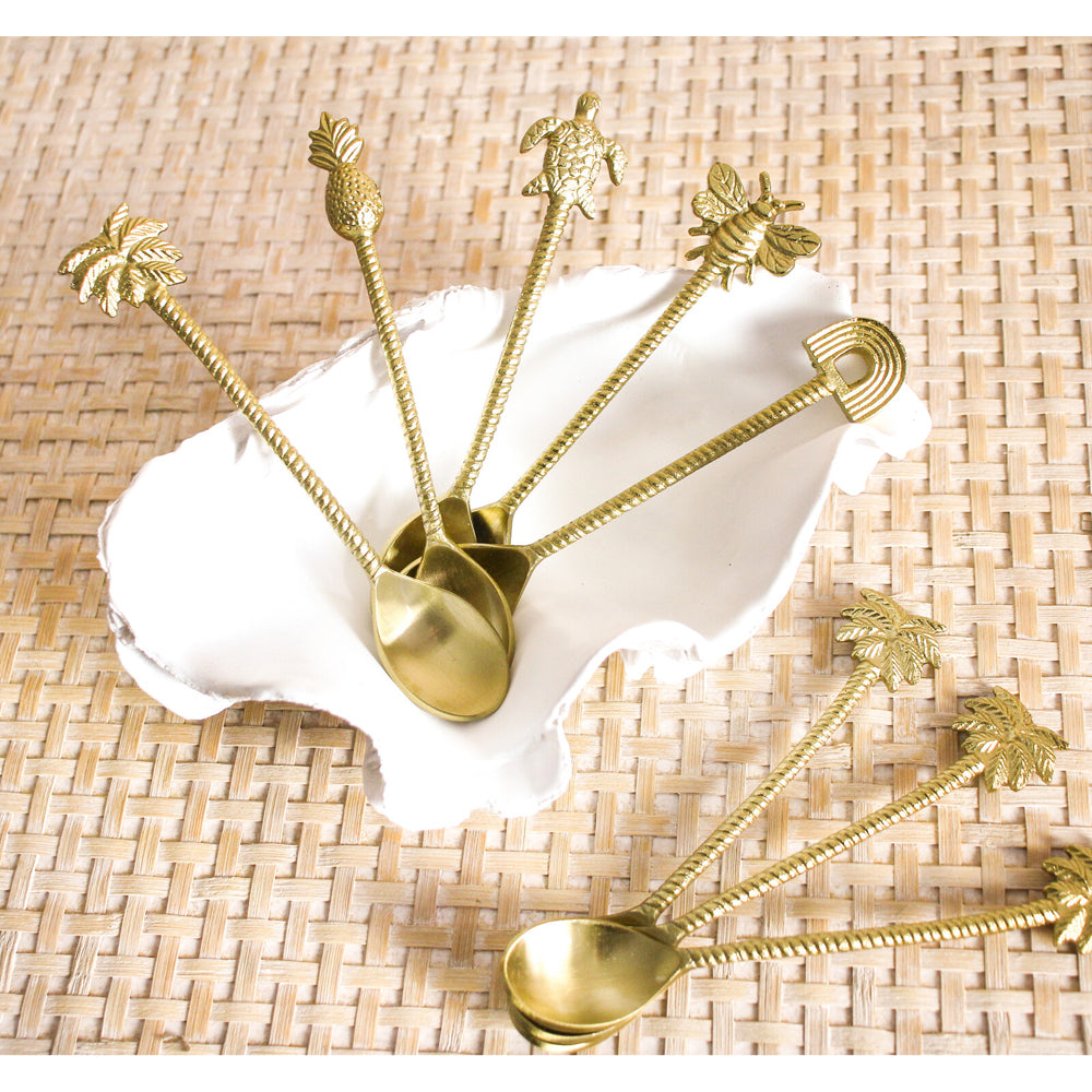 4pc LVD S/Steel/Brass Spoons Pineapple Handle 14.5x3cm - Gold