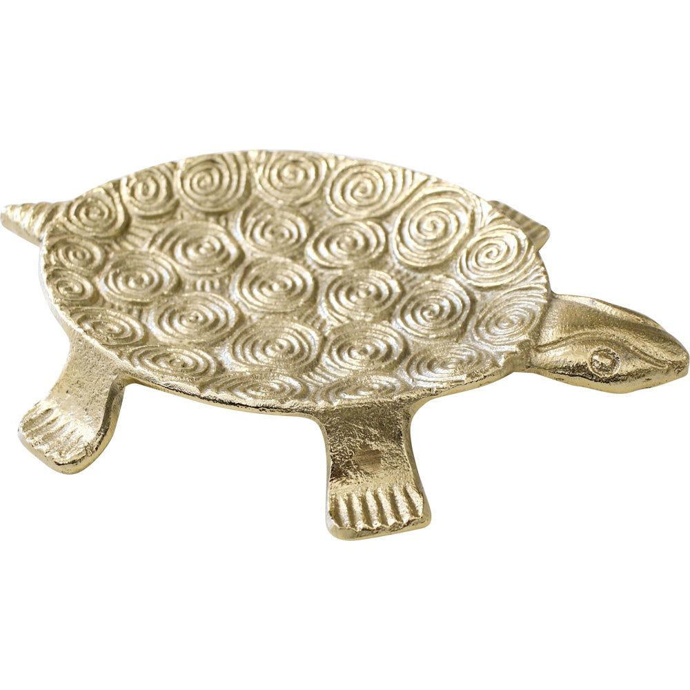 LVD Aluminum Turtle Decorative Brass Tray 21x15cm - Gold