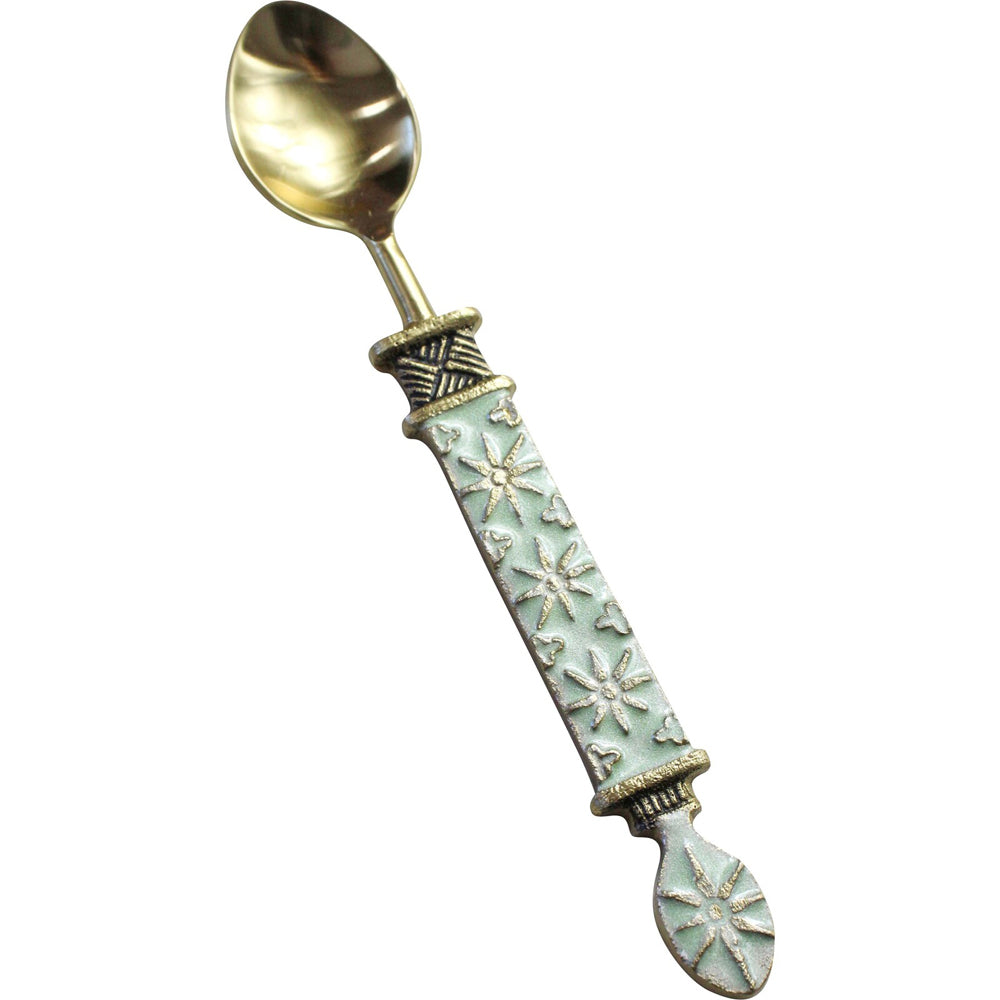10PK LVD Brass Teaspoon Faro Handle 16x3cm - Gold/Mint