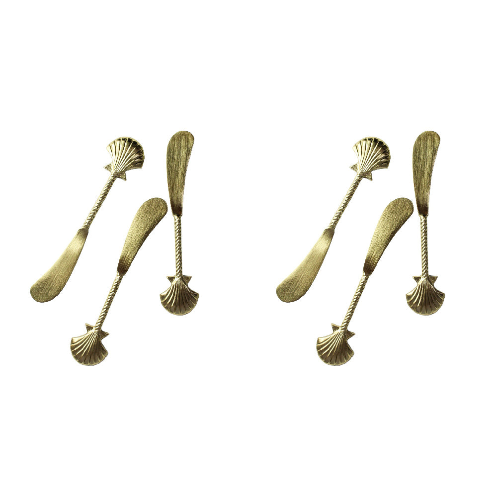 2x 3pc LVD Brass Spreaders Shell Handle 14x3cm - Gold