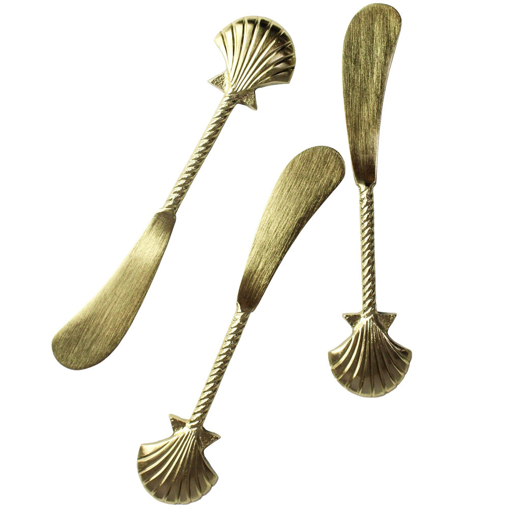2x 3pc LVD Brass Spreaders Shell Handle 14x3cm - Gold