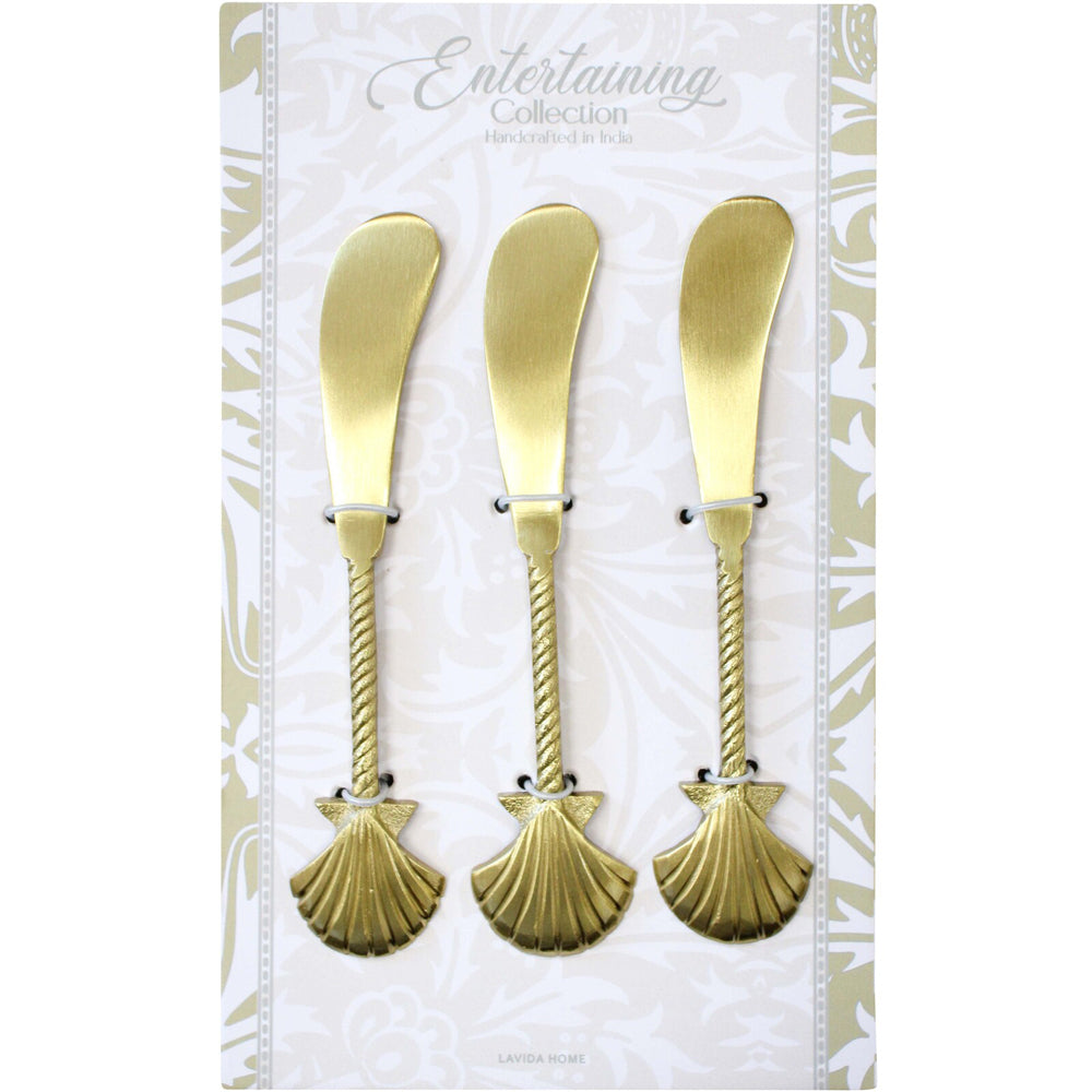 2x 3pc LVD Brass Spreaders Shell Handle 14x3cm - Gold
