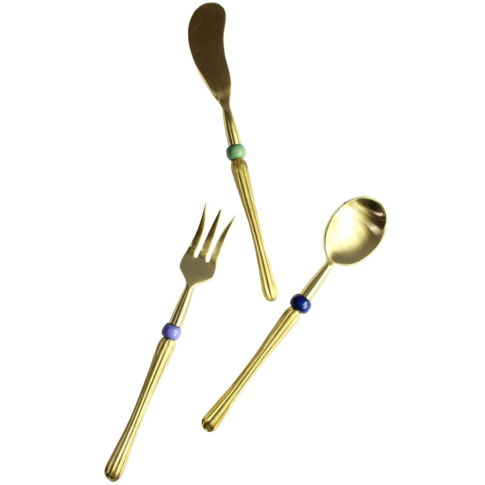 2x 3pc LVD Brass Cutlery Set Spoon/Fork/Spreader Belle - Gold