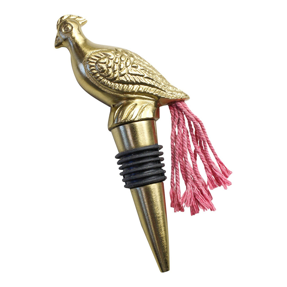 LVD Brass 12.5cm Bottle Stopper Bird Drink Cork  - Gold