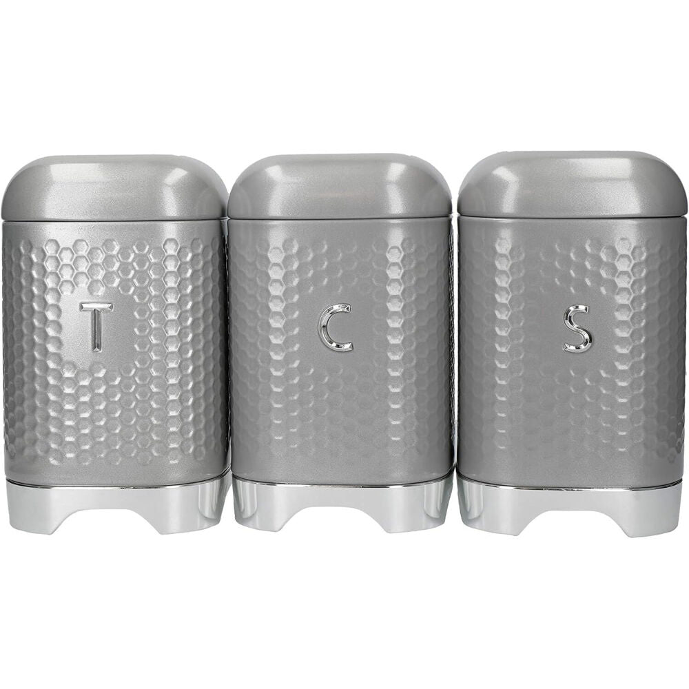 3pc Kitchencraft Lovello Textured Tea/Coffee/Sugar Set - Grey