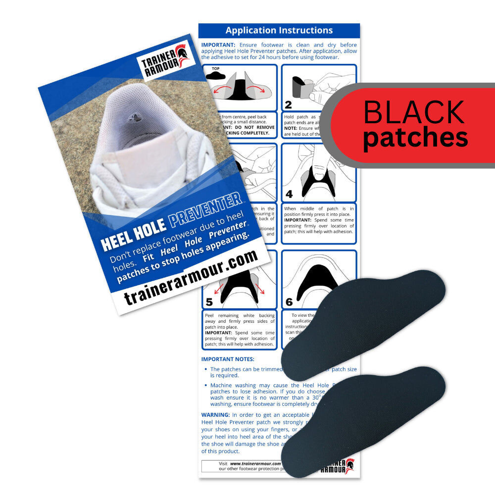 2pc Trainer Armour Heel Hole Preventer Feet Support Black