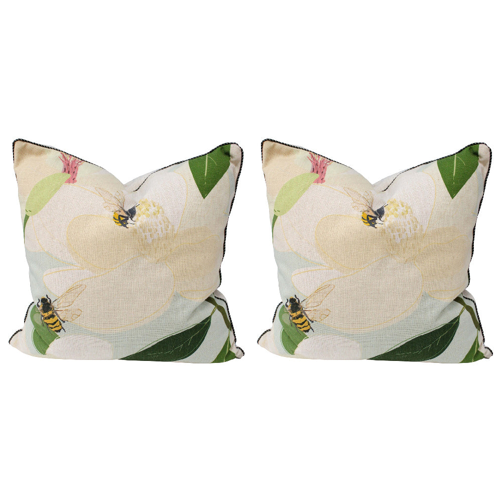 2PK LVD Cushion Magnolia Nectar Blue Home/Lounge Decor 50cm Square