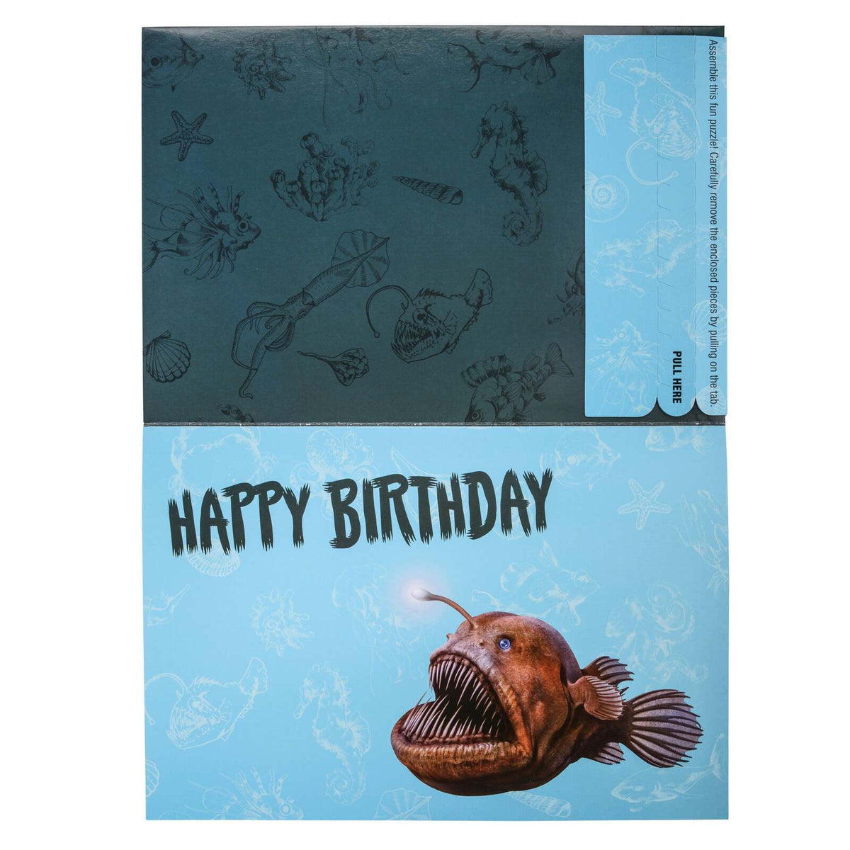8x Heebie Jeebies Birthday Greeting Card w/ 40pc Jigsaw Puzzle Anglerfish
