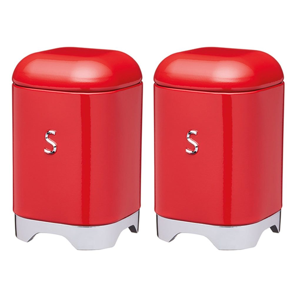 2PK KitchenCraft Lovello 18cm Sugar Canister Tin - Red