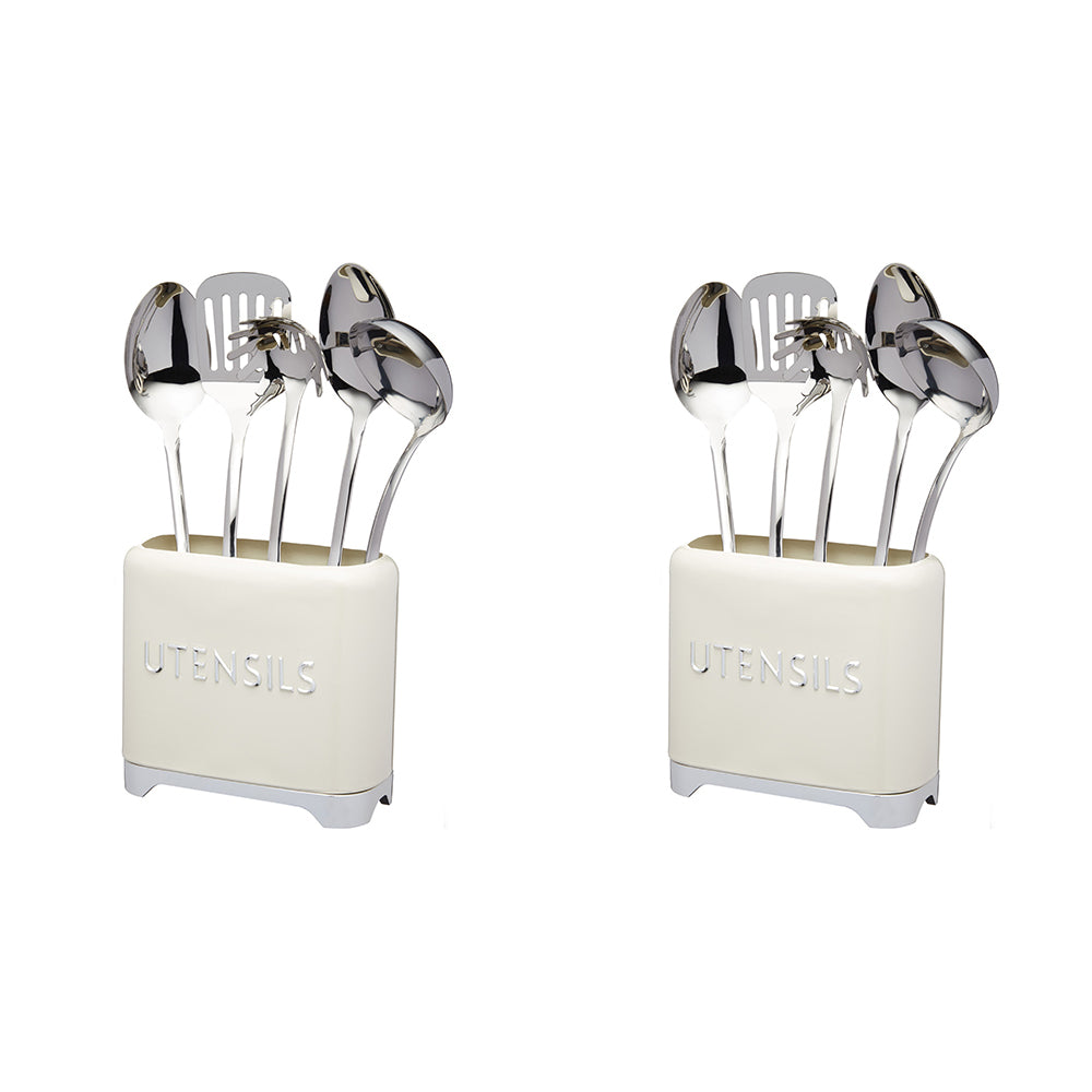 2PK KitchenCraft Lovello 20cm Utensil Storage - Cream