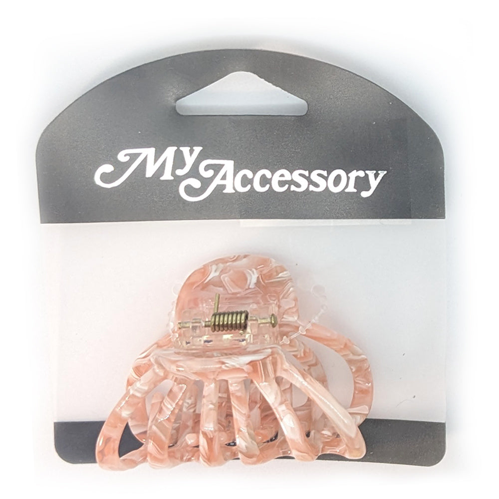 6PK My Accessory 5.5cm Melrose Hair Clip Resin Round w/Cut Outs Assorted