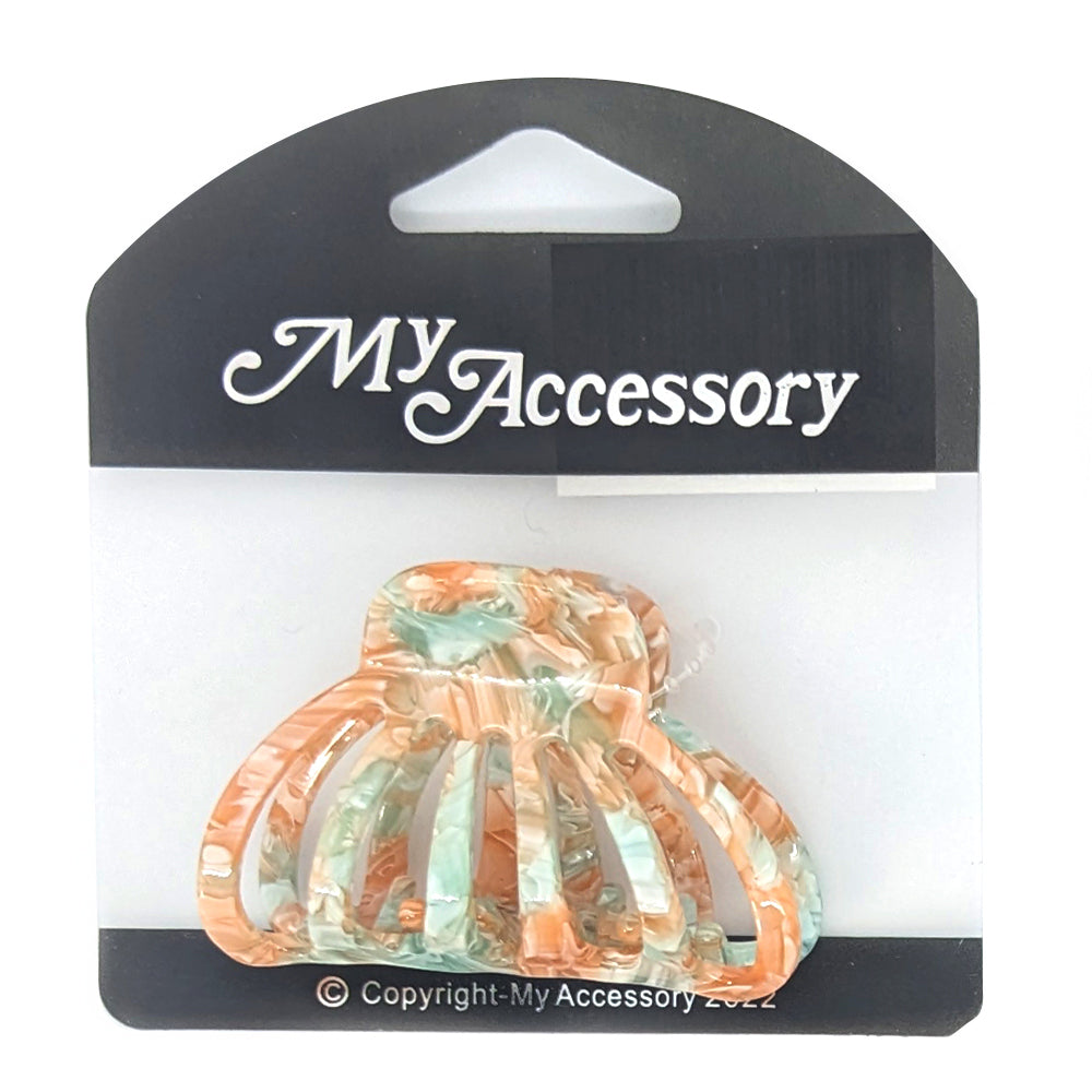 6PK My Accessory 5.5cm Melrose Hair Clip Resin Round w/Cut Outs Assorted