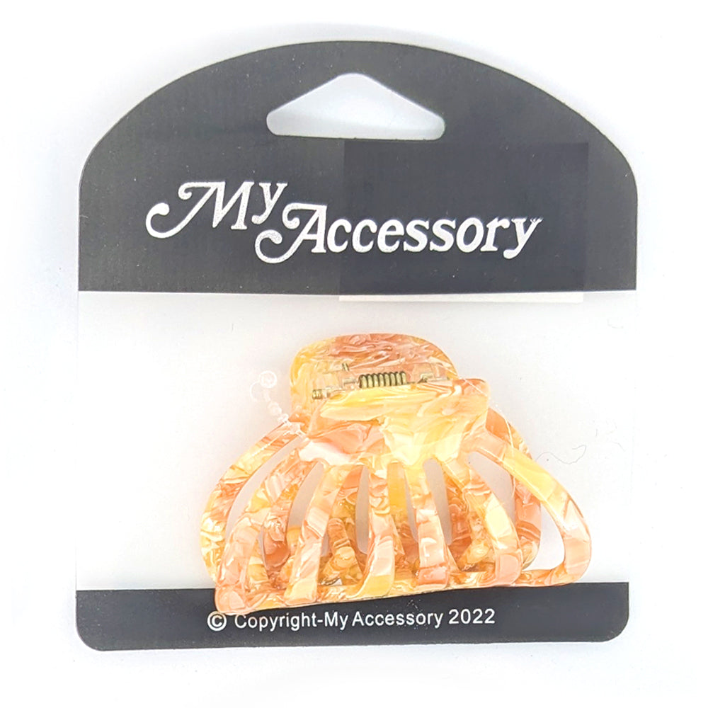 6PK My Accessory 5.5cm Melrose Hair Clip Resin Round w/Cut Outs Assorted
