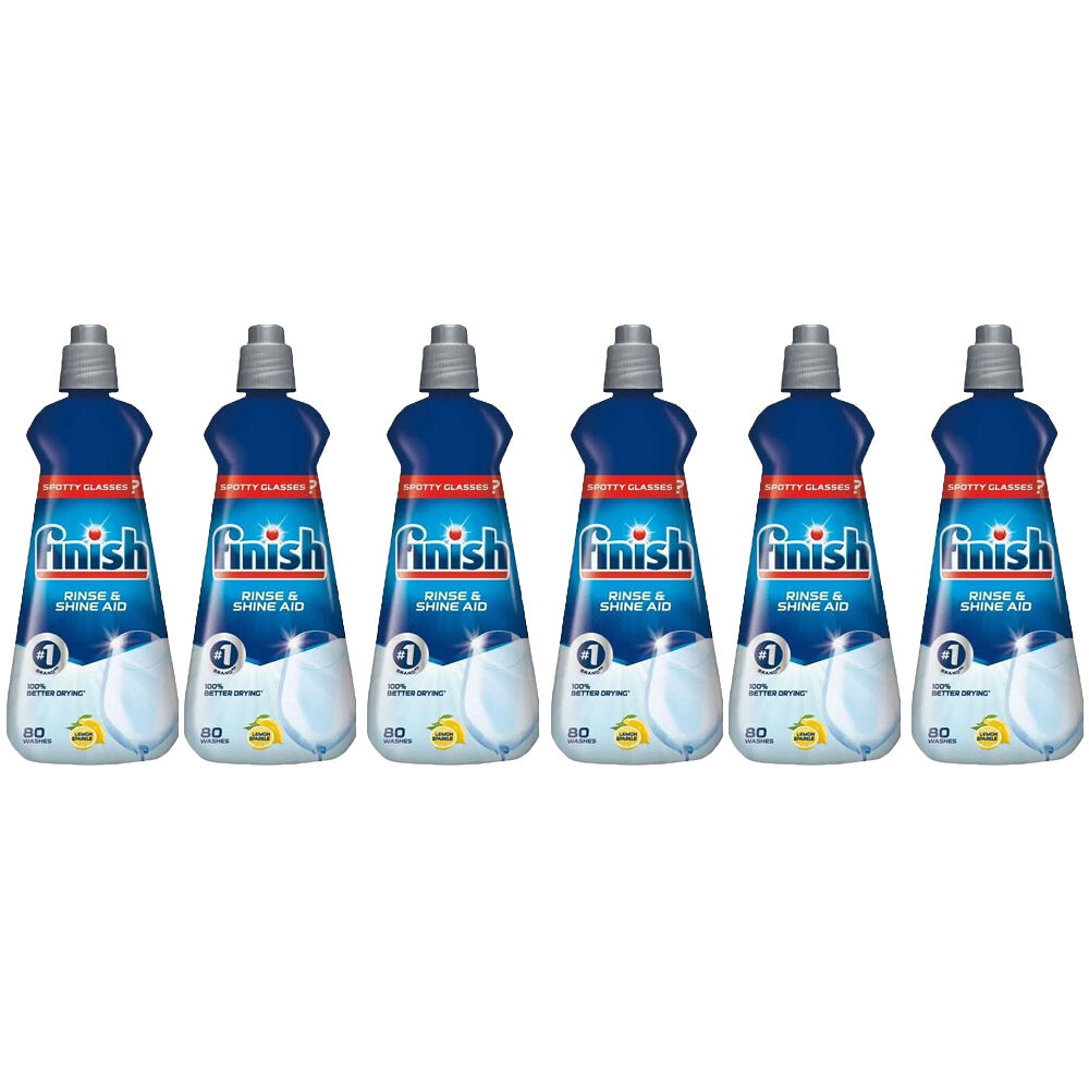 6PK Finish Rinse & Shine Aid Dishwasher Drying Aid 400ml - Lemon Sparkle