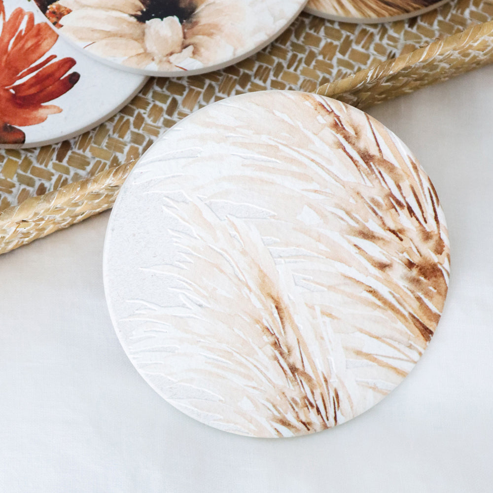 6PK Splosh Home Sweet Home Wheatgrass Ceramic Coaster 11cm