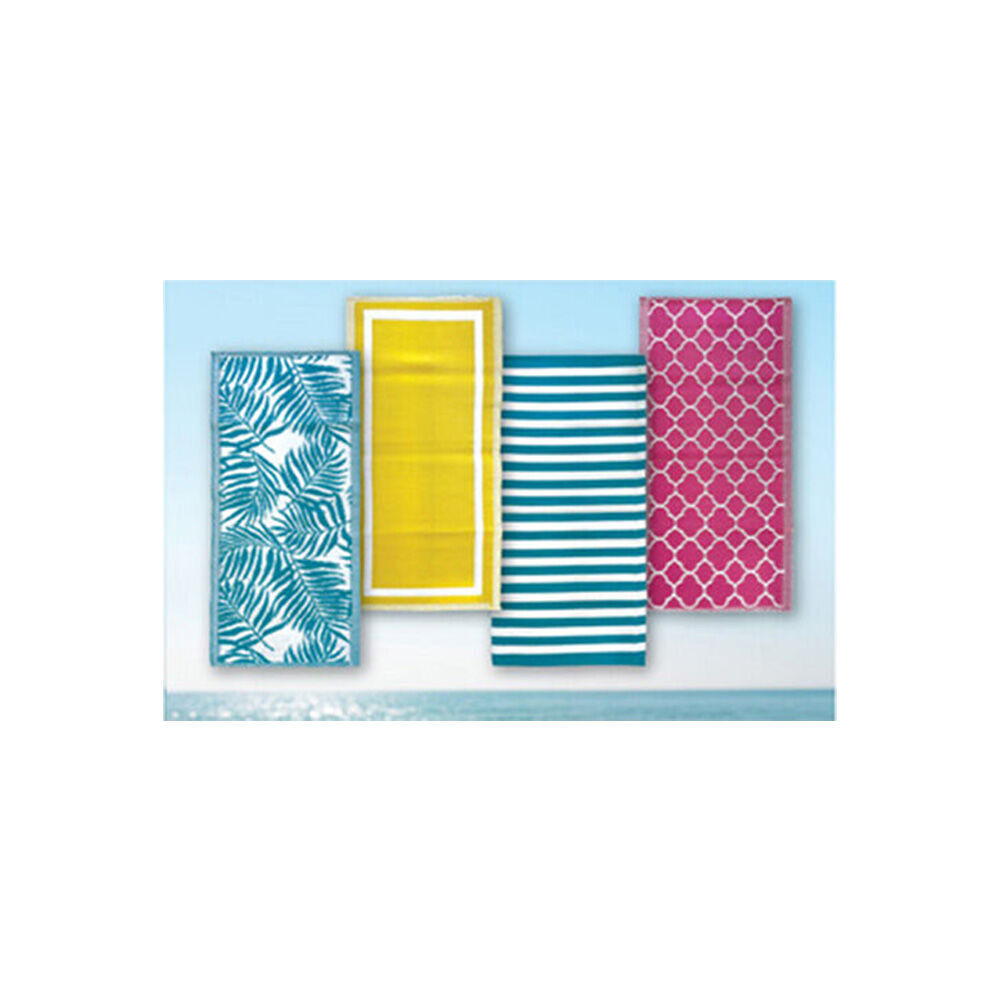 4PK Jemark Beach Mat Assorted 70x145cm Yellow/Teal/Aqua/Pink