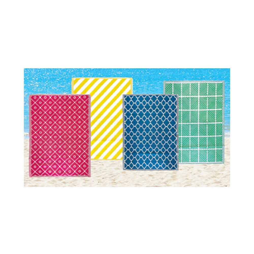 2PK Jemark Beach Mat 120x150cm Assorted Patterned Yellow/Green/Pink/Blue