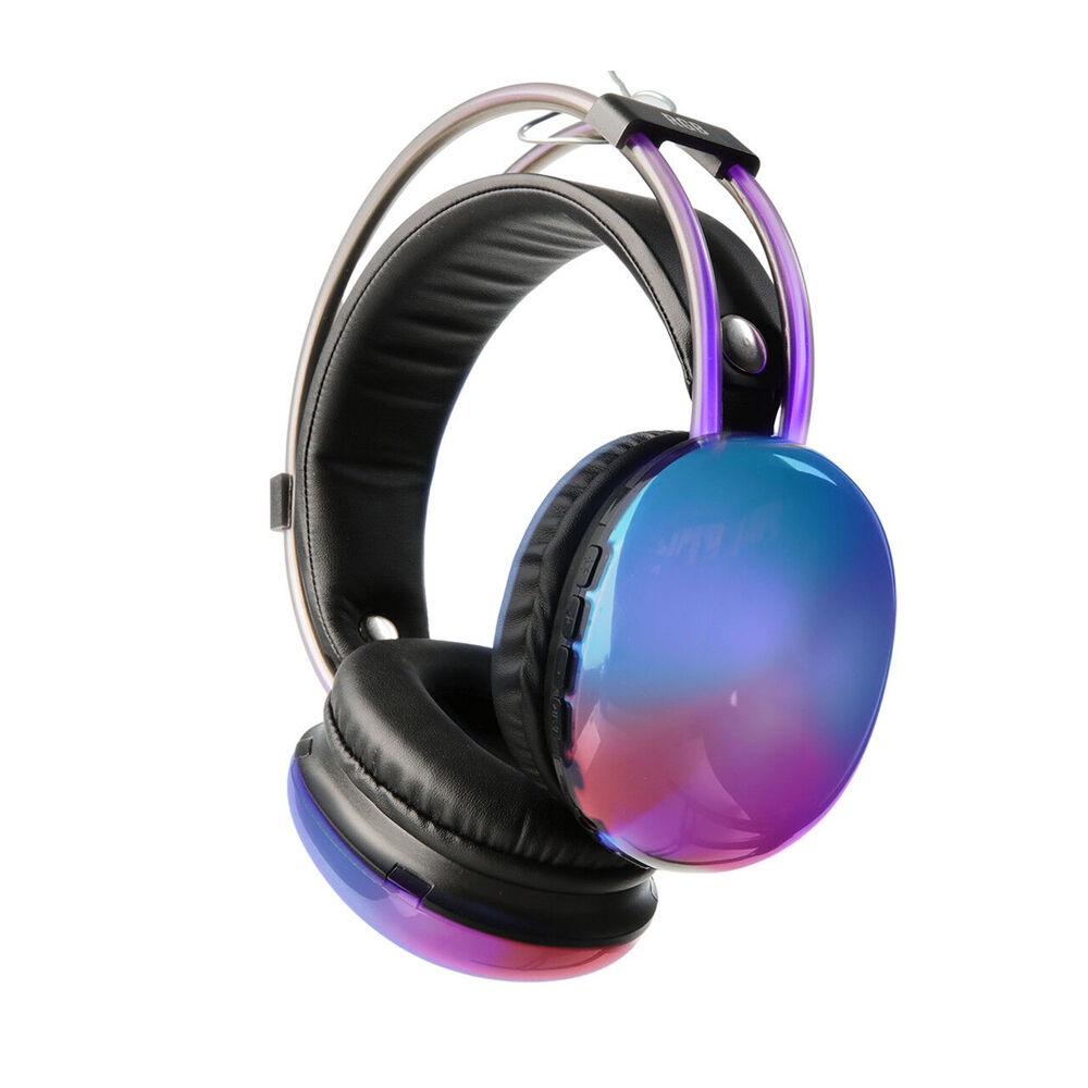 Laser RGB Bluetooth Headphones Noise Canceling Adjustable Headband Neon