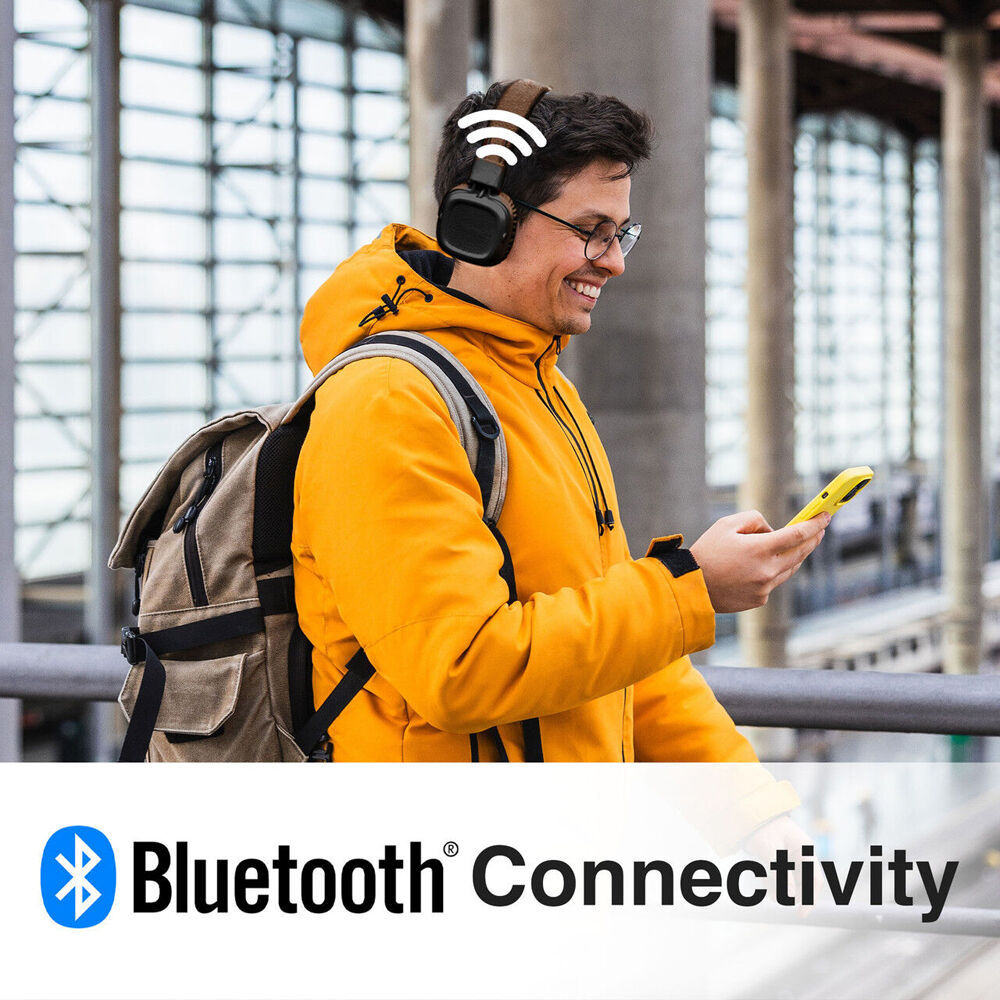 Soundtec Wireless On-Ear Bluetooth Headphones Foldable Multi-Input Support Brown