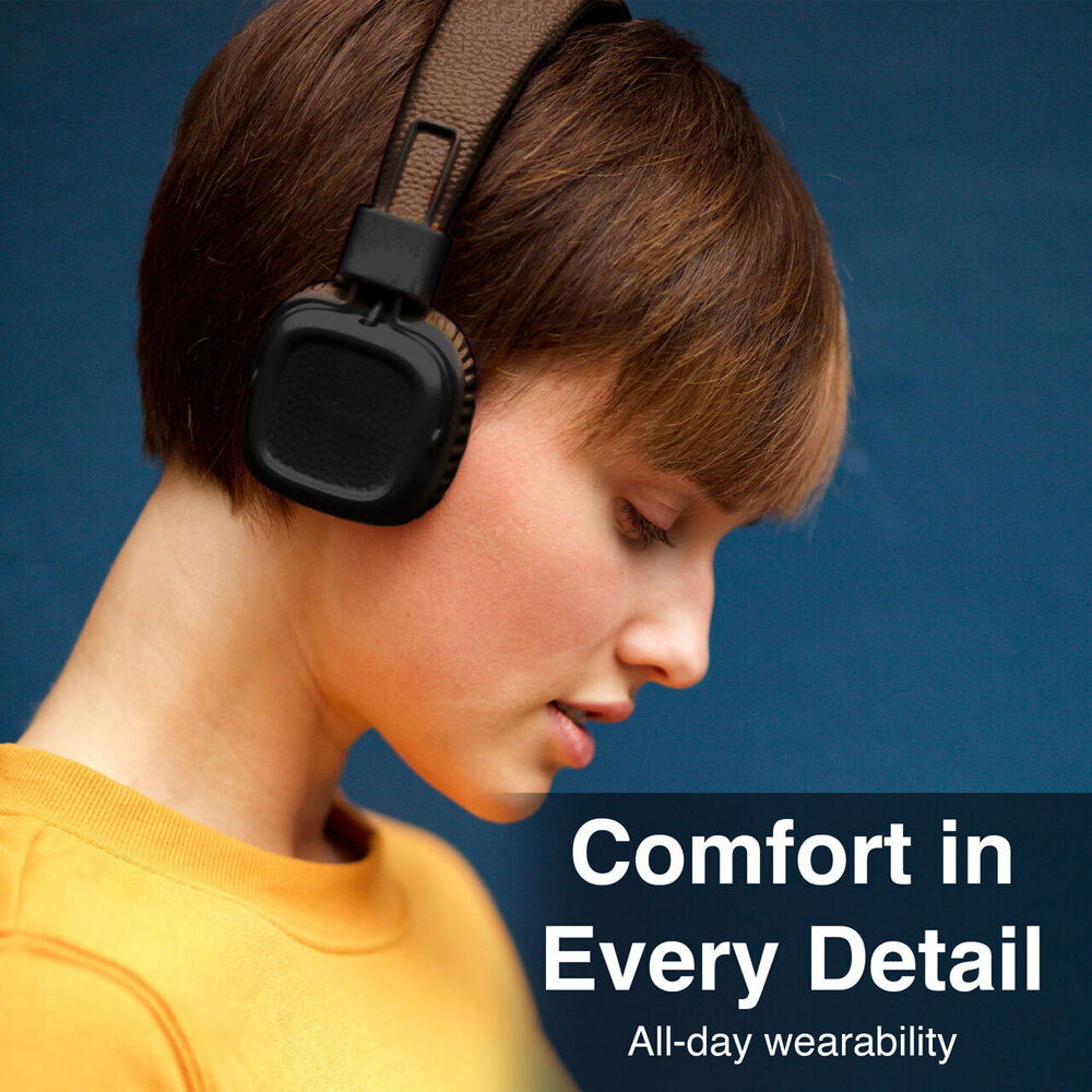 Soundtec Wireless On-Ear Bluetooth Headphones Foldable Multi-Input Support Brown