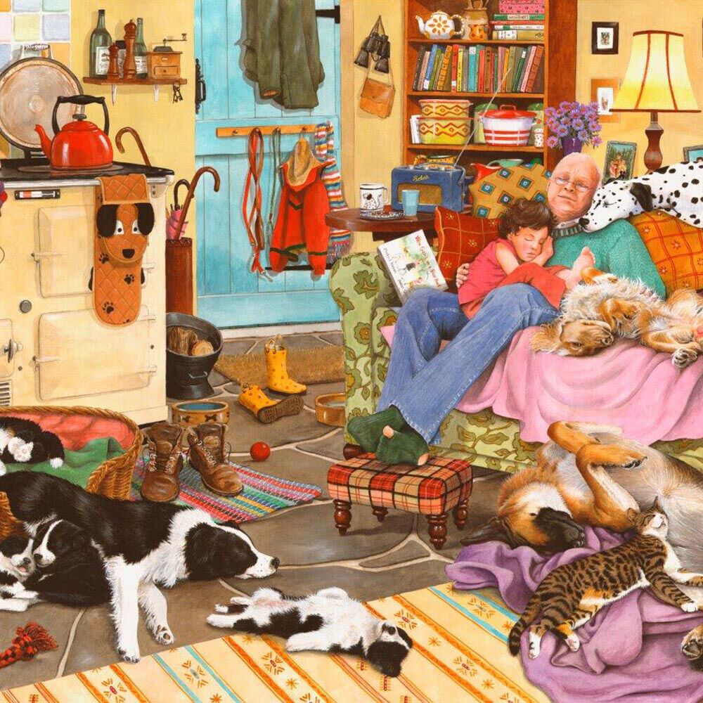 1000pc House Of Puzzles Dog Tired 48x69cm Jigsaw Puzzle 3y+