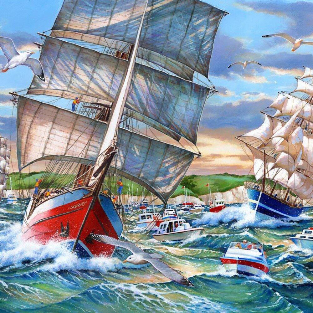 1000pc House Of Puzzles Tall Ships 48x69cm Jigsaw Puzzle 3y+