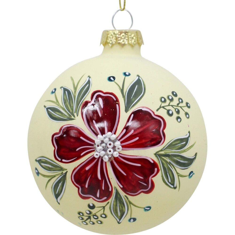 12PK LVD 8cm Glass Bauble Bloom Home/Office Xmas Decor