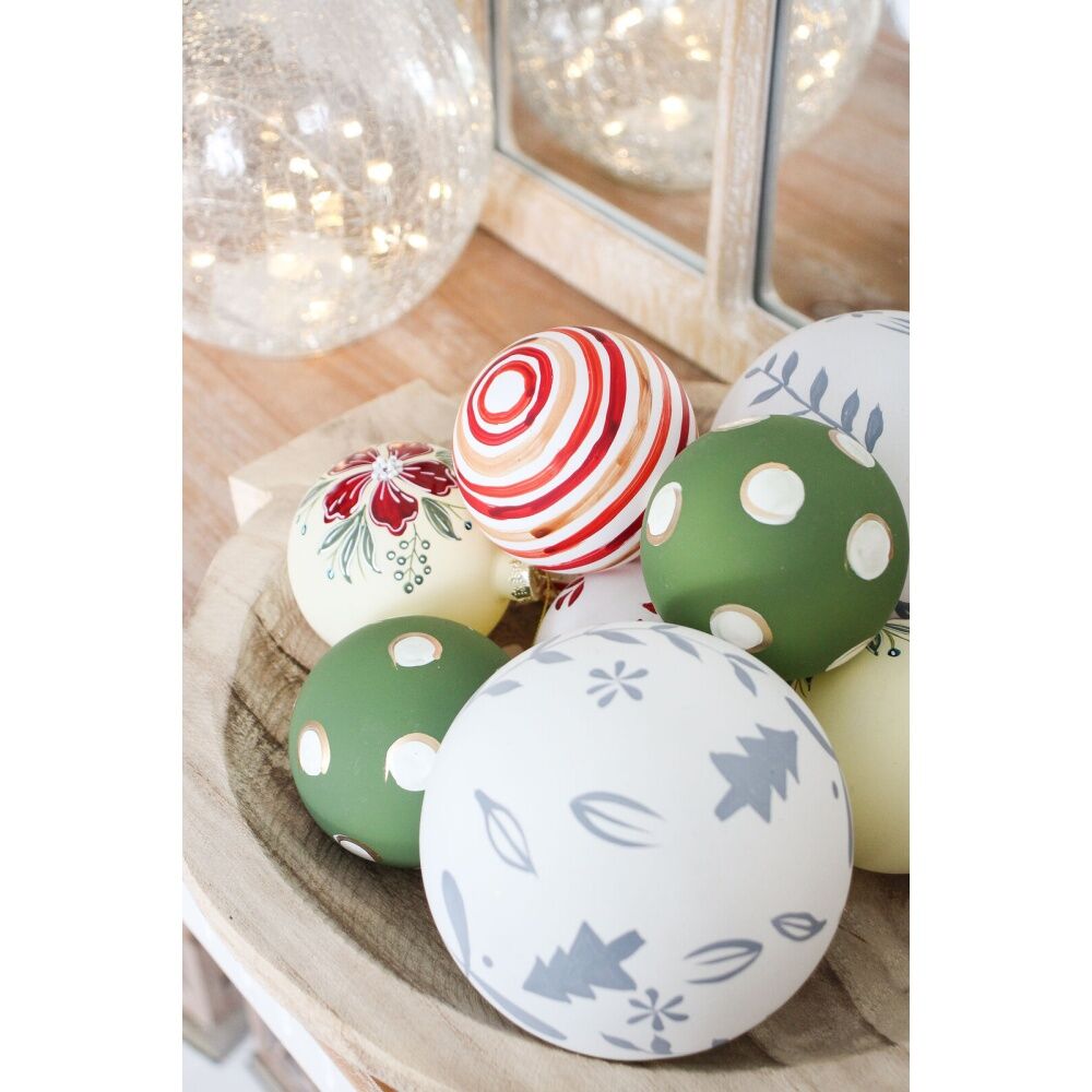 12PK LVD 8cm Glass Bauble Bloom Home/Office Xmas Decor