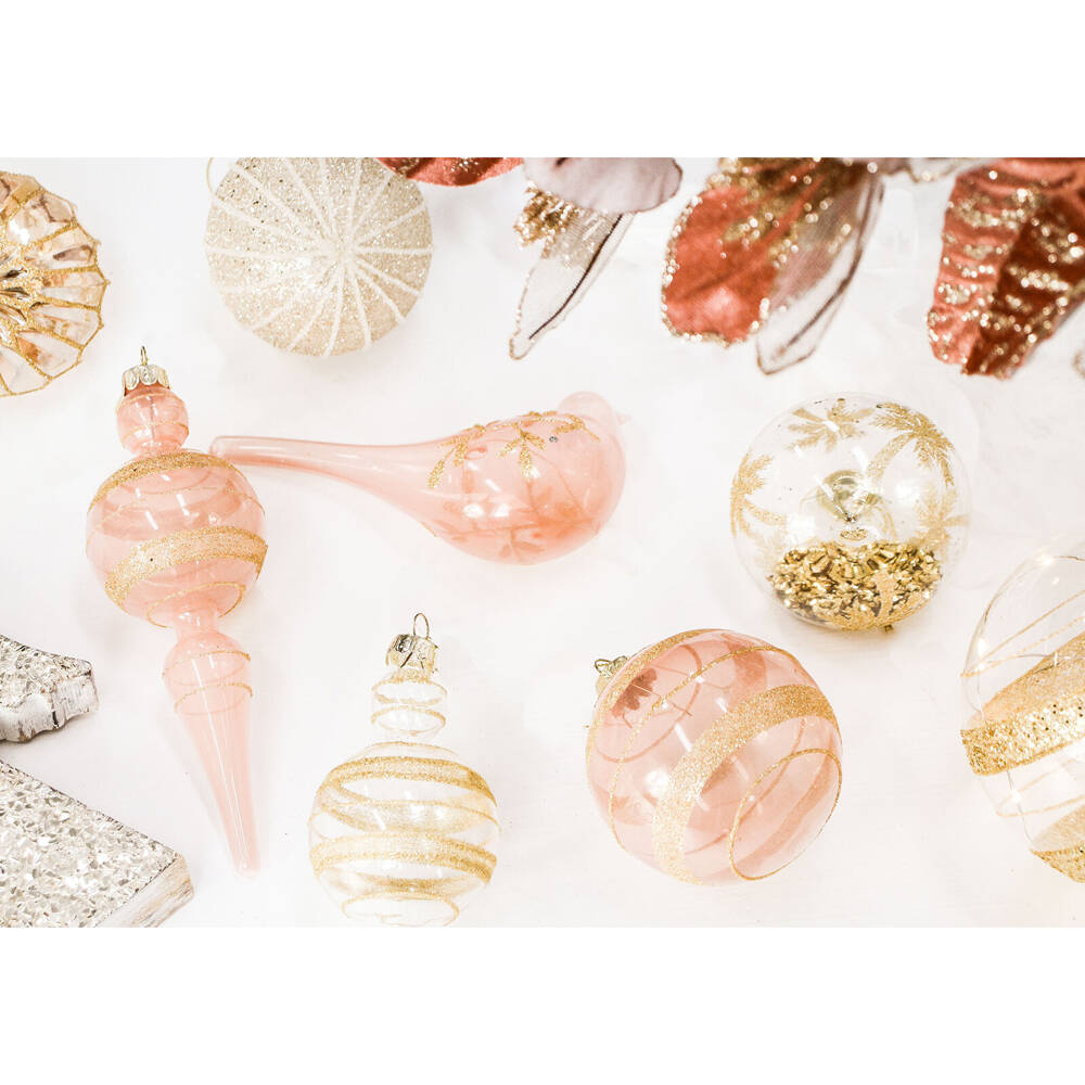 8PK LVD Glass Drop Ornament Hanging Home Decor 18cm Stripe