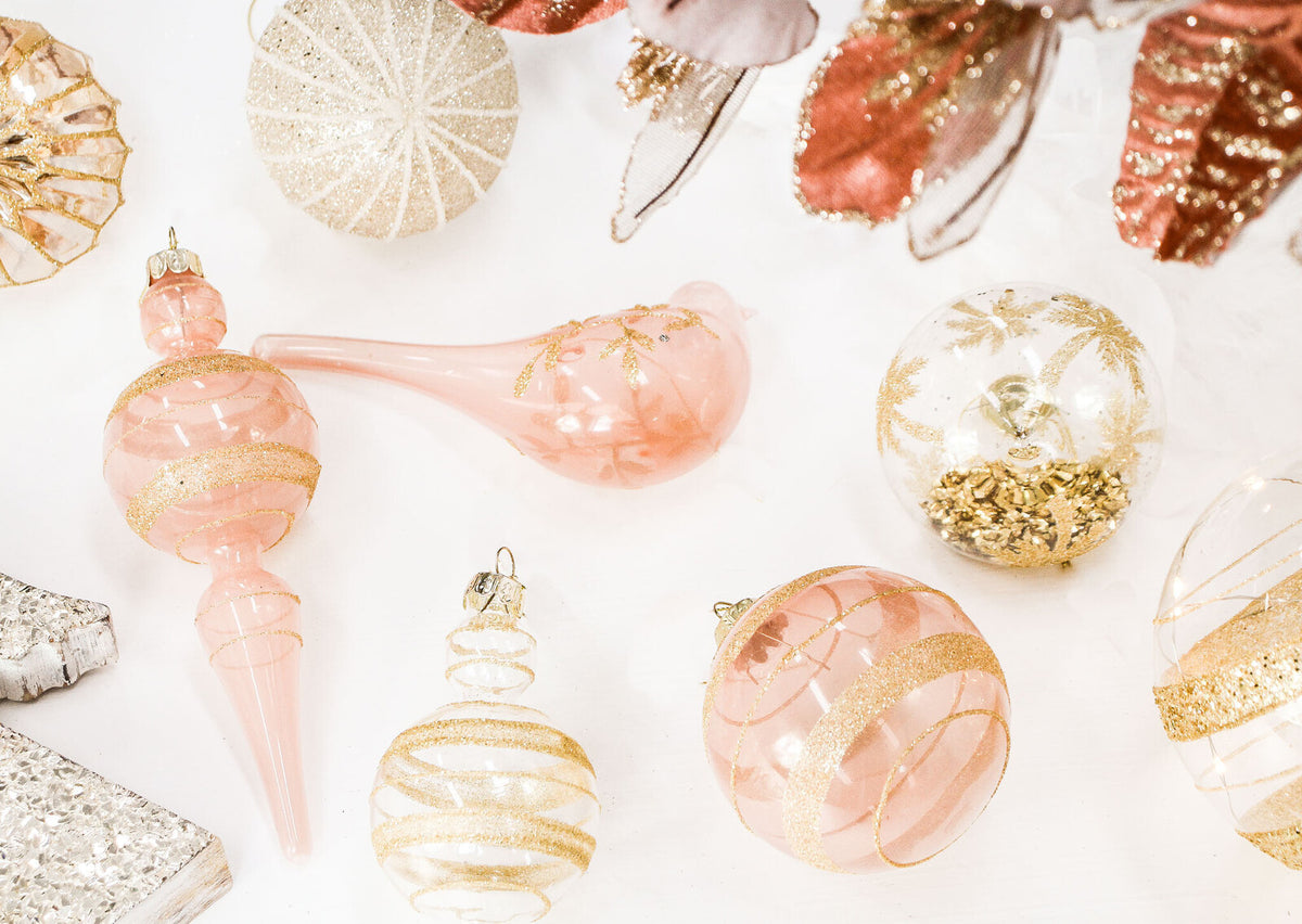 8PK LVD Glass Drop Ornament Hanging Home Decor 18cm Crepe/Gold