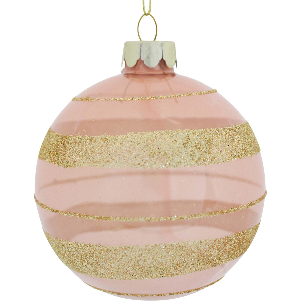 4PK LVD 8cm Glass Baubble Festive Home Decor - Crepe/Gold