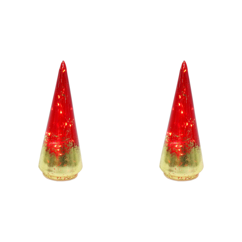 2PK LVD 8x22cm LED Glass Tree Ruby Small Home Decor - Red/Gold