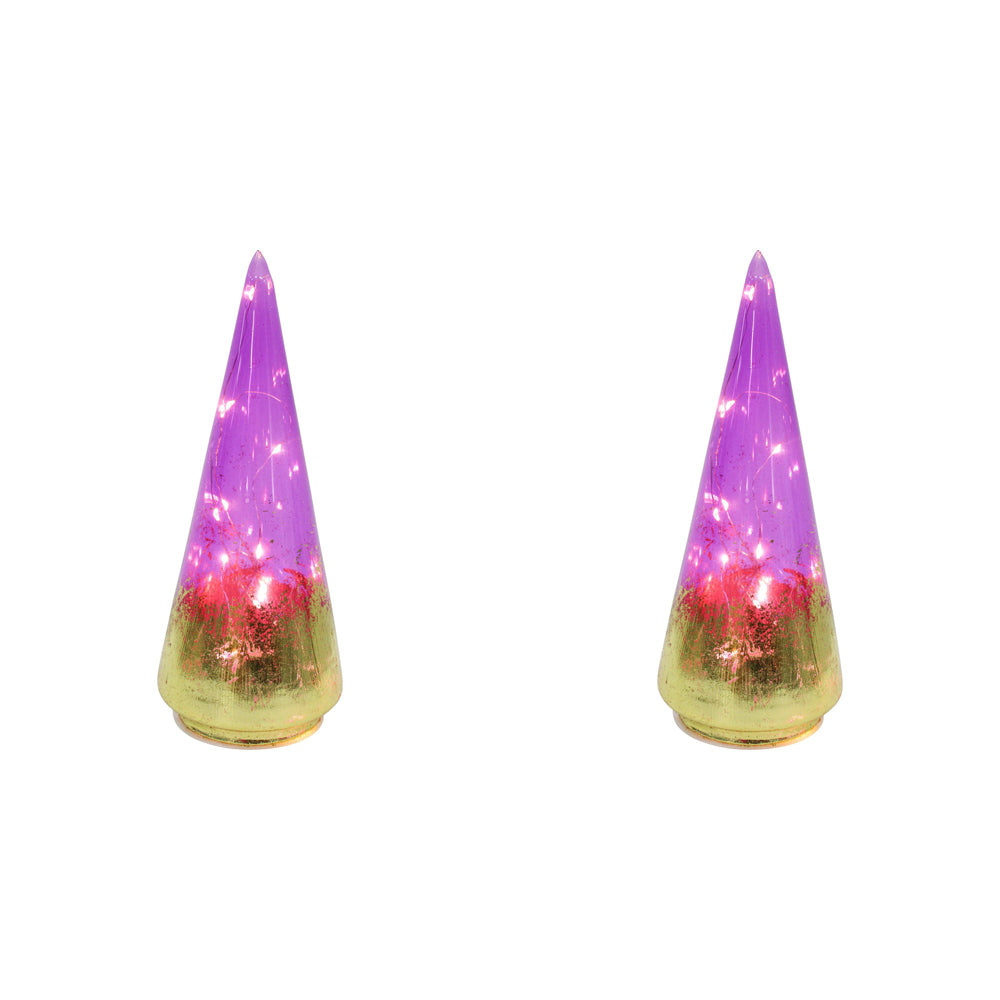 2PK LVD 8x22cm LED Glass Tree Passion Small Home Decor - Purple