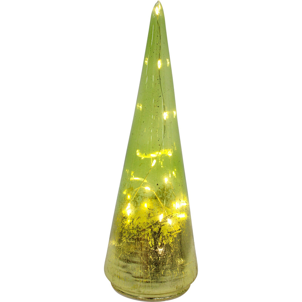3PK LVD 9x28cm LED Glass Florence Large Home Decor - Green