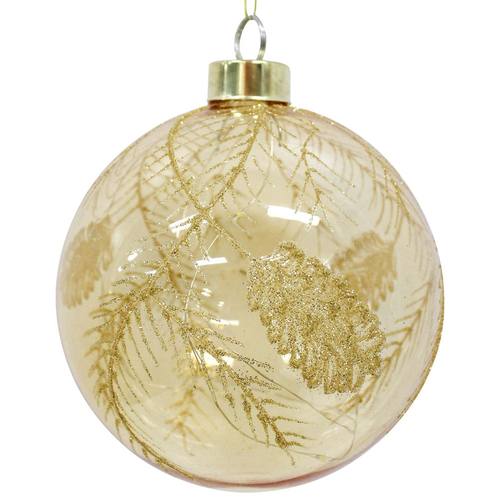 6PK LVD 12cm LED Glass Bauble XL Botanical Home/Office Xmas Decor