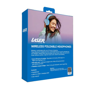 Laser Kids Bluetooth Wireless Foldable Headphones - Blue