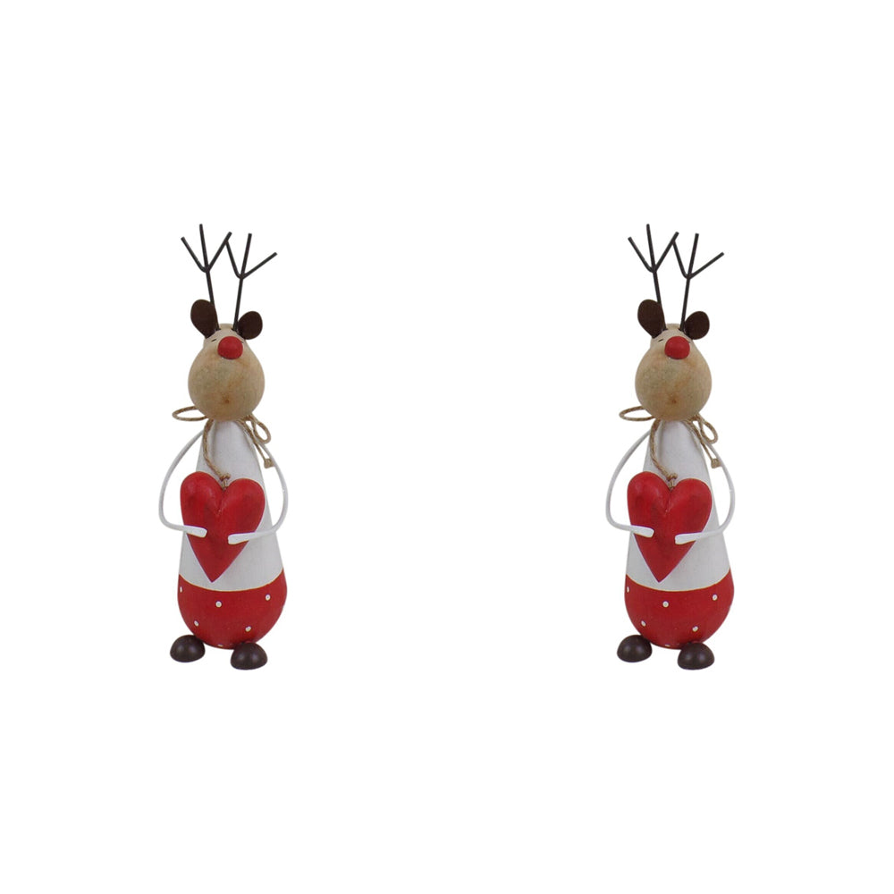 2PK LVD 23x7cm Metal Reindeer Master Heart Figurine Home Decor