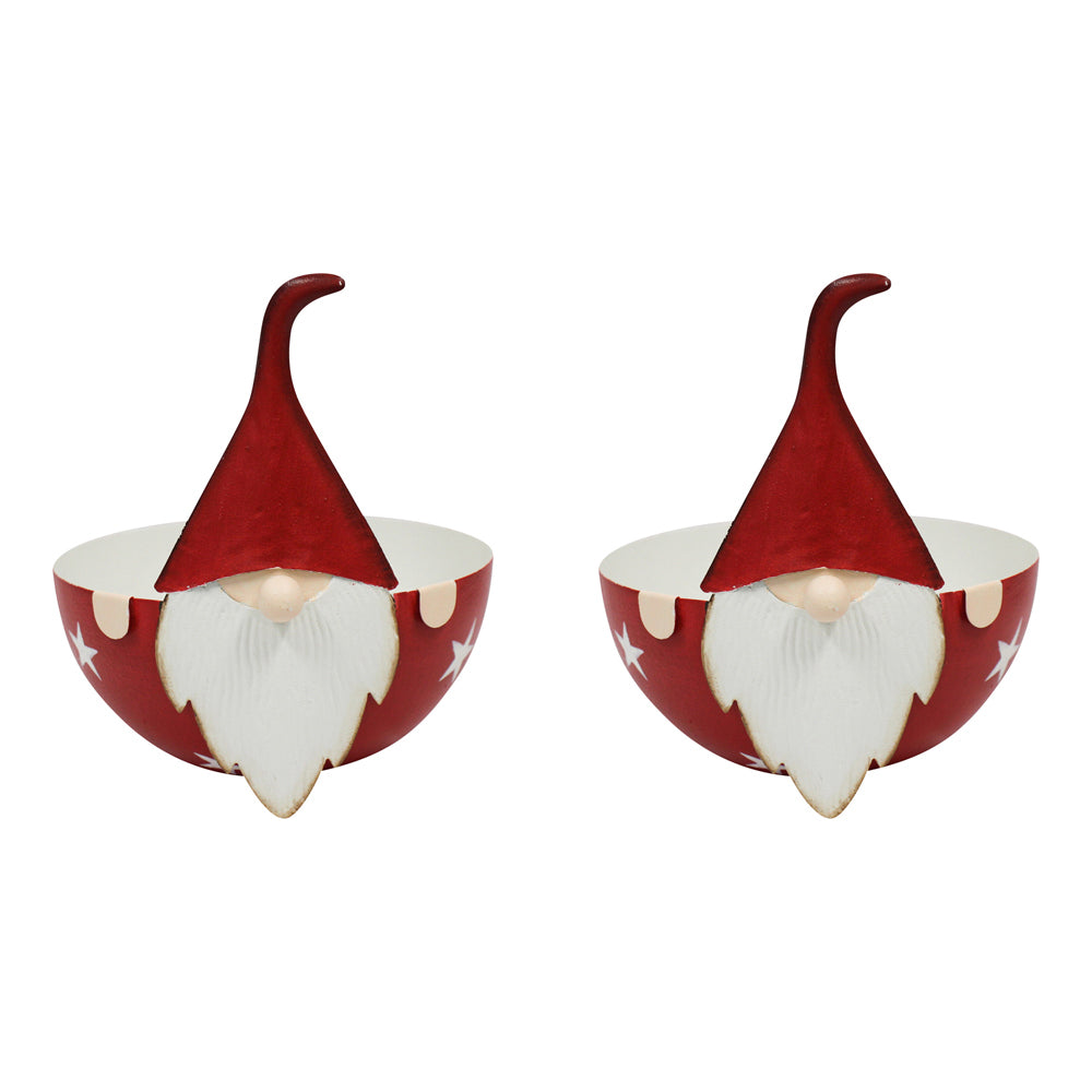 2PK LVD 16x15cm Metal Gnome Bowl Home/Living Room Decor - Red