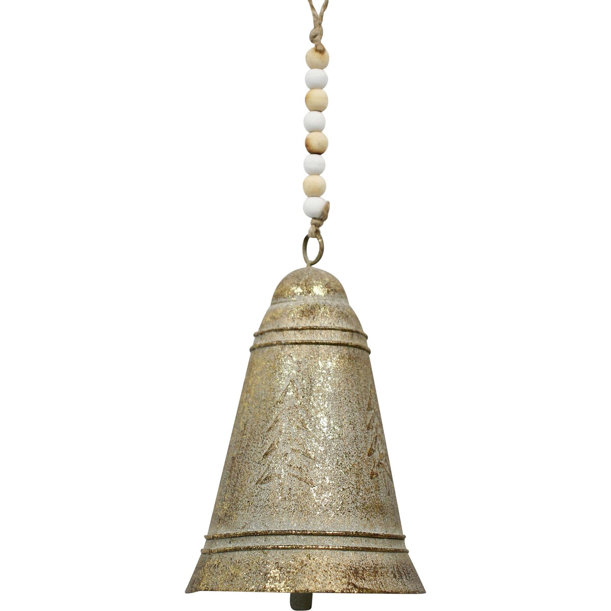 2PK LVD Metal Bell Small Leaf Hanging Ornament 11.5cm - Gold