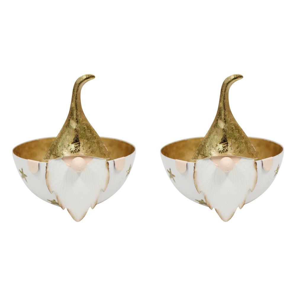 2PK LVD 16x15cm Metal Santa Bowl Large Home/Living Room Decor