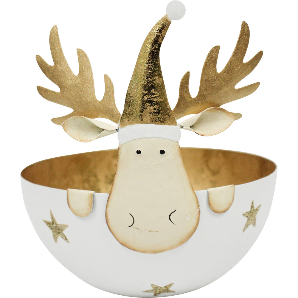 3PK LVD 11x11cm Metal Reindeer Bowl Small Home/Living Room Decor