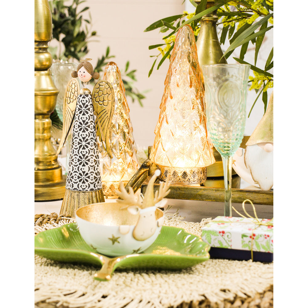 3PK LVD 11x11cm Metal Reindeer Bowl Small Home/Living Room Decor