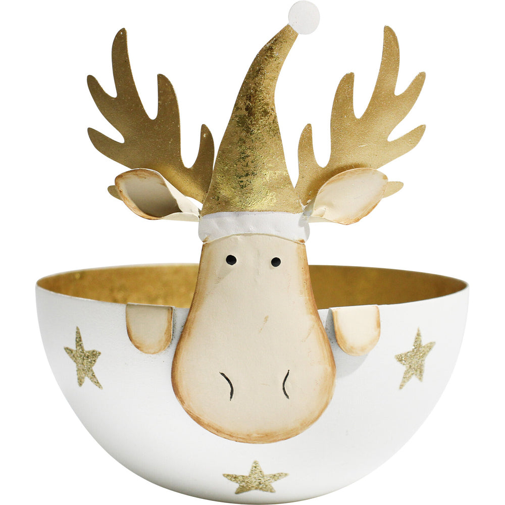 3PK LVD 11x11cm Metal Reindeer Bowl Small Home/Living Room Decor